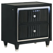 Tampa Furniture Outlet - Coaster - Ravenne 2-drawer Velvet Upholstered LED Nightstand with USB Black - 223192