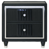 Ravenne 2-drawer Velvet Upholstered LED Nightstand with USB Black