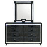 Ravenne 8-drawer Velvet Upholstered LED Dresser and Mirror Black