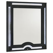 Tampa Furniture Outlet - Coaster - Ravenne Velvet Upholstered LED Dresser Mirror Black - 223194