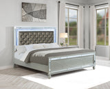 Gunnison Wood Eastern King LED Panel Bed Silver Metallic - Tampa Furniture Outlet