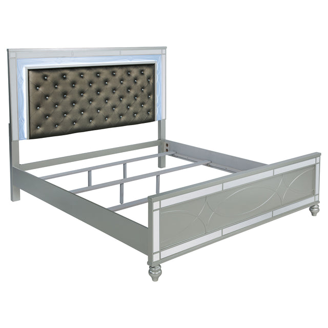 Tampa Furniture Outlet - Coaster - Gunnison Wood Eastern King LED Panel Bed Silver Metallic - 223211KE
