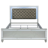Gunnison Wood Eastern King LED Panel Bed Silver Metallic - Tampa Furniture Outlet
