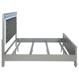 Gunnison Wood Eastern King LED Panel Bed Silver Metallic - Tampa Furniture Outlet