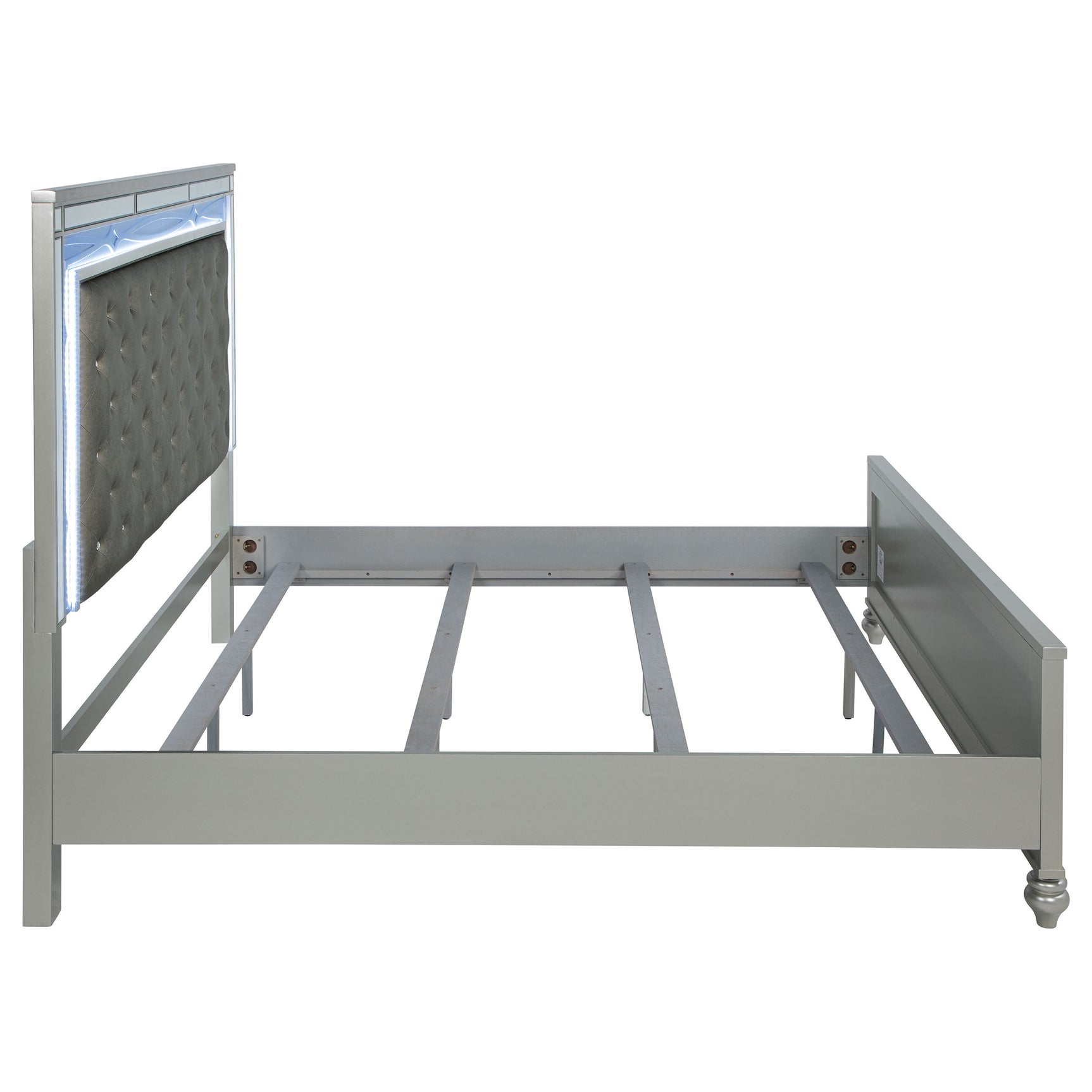 Gunnison Wood Eastern King LED Panel Bed Silver Metallic - Tampa Furniture Outlet