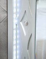 Gunnison Wood Eastern King LED Panel Bed Silver Metallic - Tampa Furniture Outlet