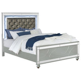 Gunnison Wood Queen LED Panel Bed Silver Metallic - Tampa Furniture Outlet