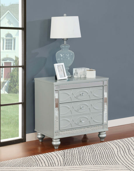 Gunnison 2-drawer Nightstand Silver Metallic - Tampa Furniture Outlet