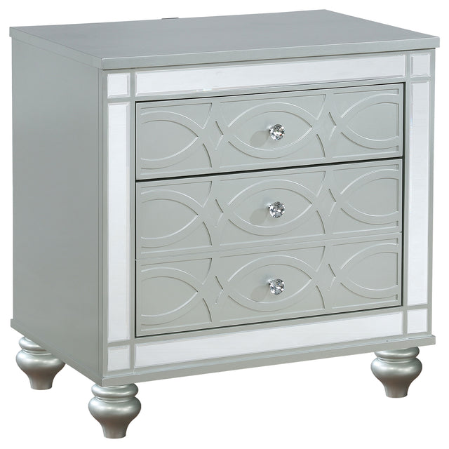 Tampa Furniture Outlet - Coaster - Gunnison 2-drawer Nightstand Silver Metallic - 223212