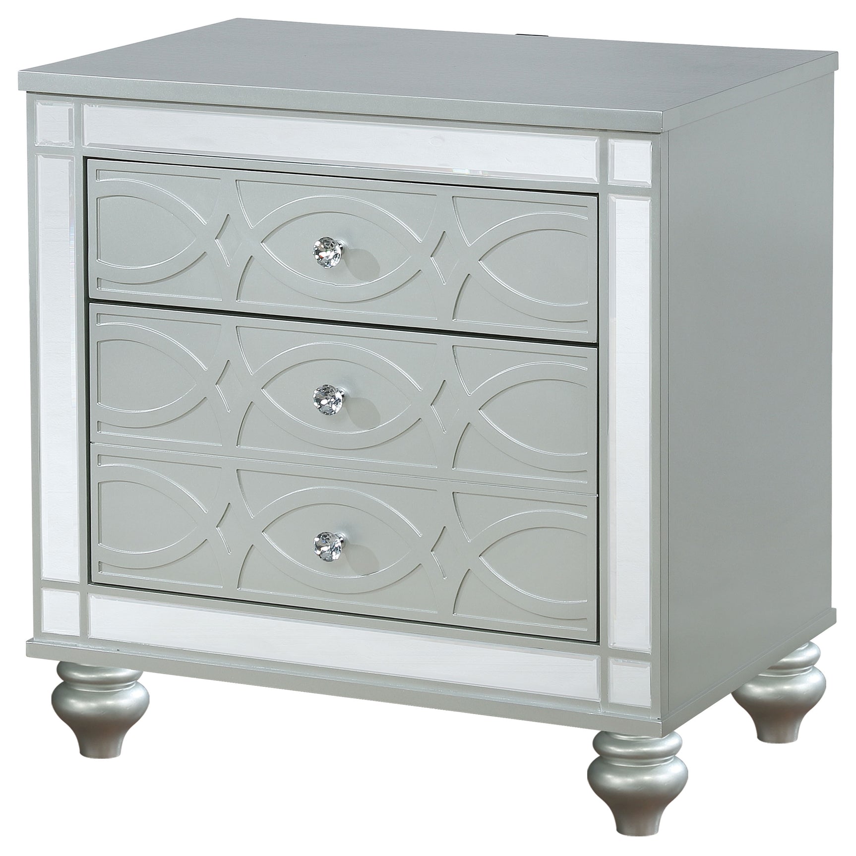 Gunnison 2-drawer Nightstand Silver Metallic - Tampa Furniture Outlet