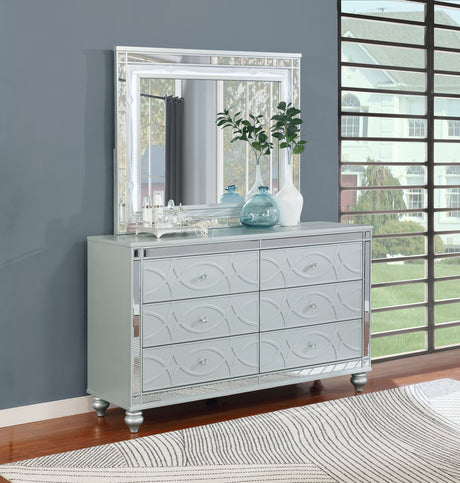 Gunnison 6-drawer Dresser with Mirror Silver Metallic - Tampa Furniture Outlet