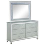 Tampa Furniture Outlet - Coaster - Gunnison 6-drawer Dresser with Mirror Silver Metallic - 223213M