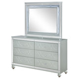 Gunnison 6-drawer Dresser with Mirror Silver Metallic - Tampa Furniture Outlet