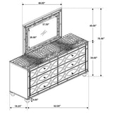 Gunnison 6-drawer Dresser with Mirror Silver Metallic - Tampa Furniture Outlet