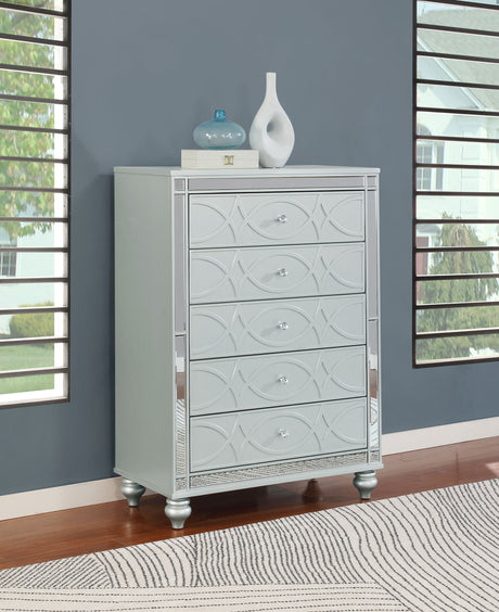 Gunnison 5-drawer Bedroom Chest Silver Metallic - Tampa Furniture Outlet