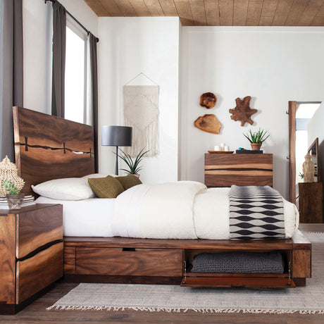 Winslow Wood Queen Storage Panel Bed Smokey Walnut - Tampa Furniture Outlet