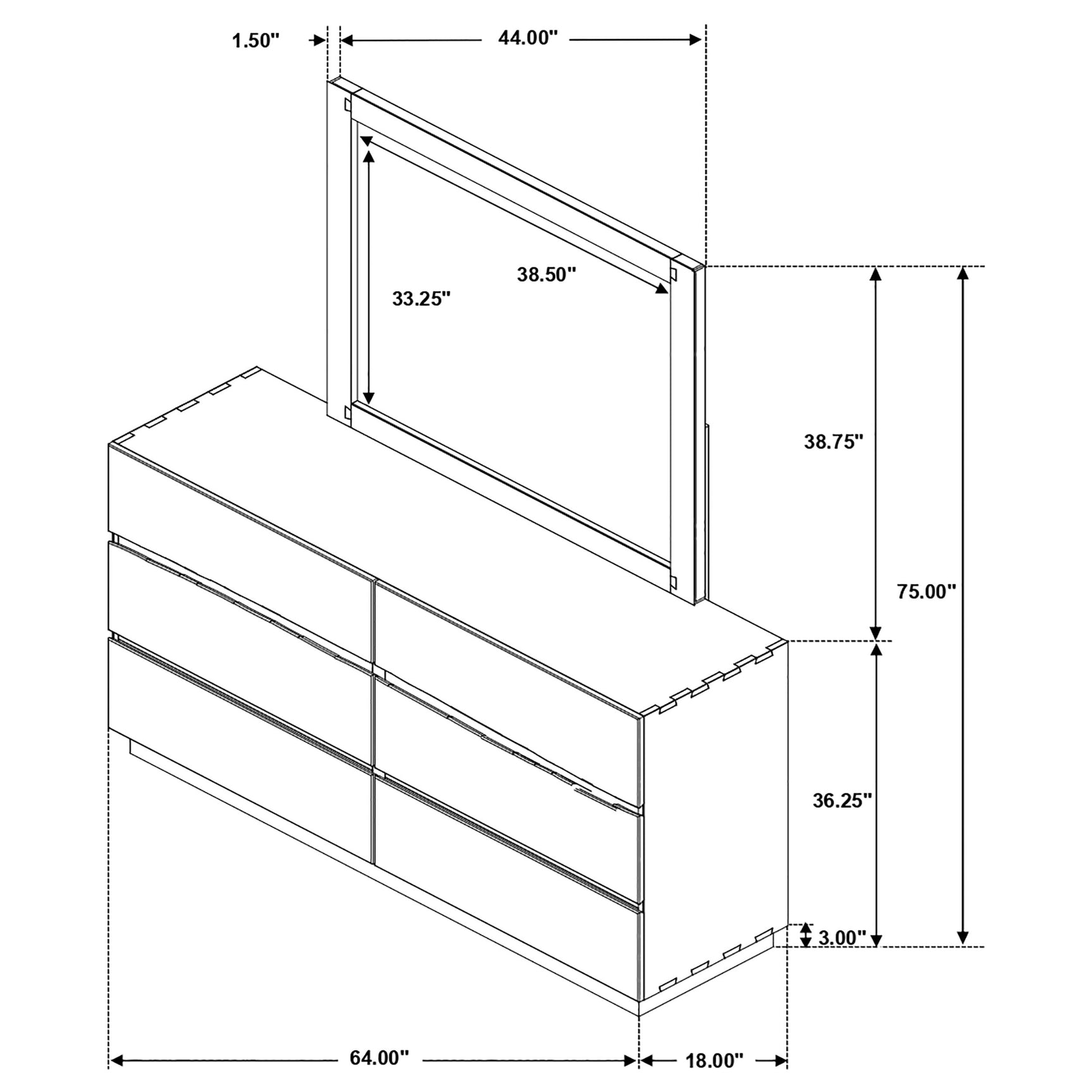 Winslow 6-drawer Dresser with Mirror Smokey Walnut - Tampa Furniture Outlet