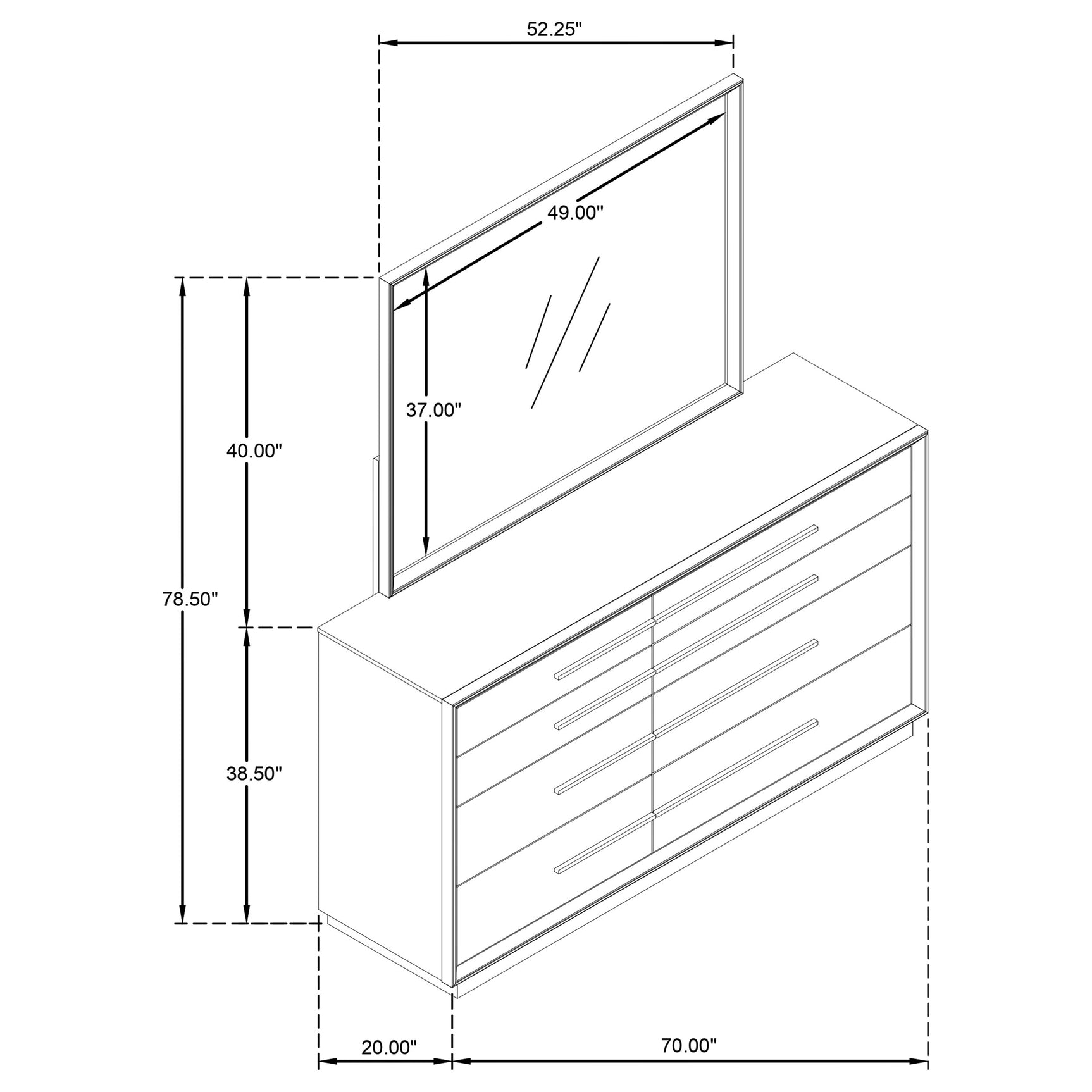Durango 8-drawer Dresser and Mirror Taupe Oak - Tampa Furniture Outlet