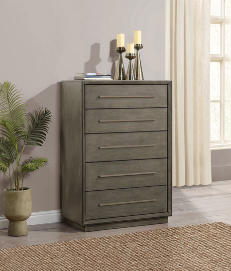Durango 5-drawer Bedroom Chest Taupe Oak - Tampa Furniture Outlet