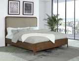 Maderia 57-inch Upholstered Eastern King Panel Bed Walnut - Tampa Furniture Outlet