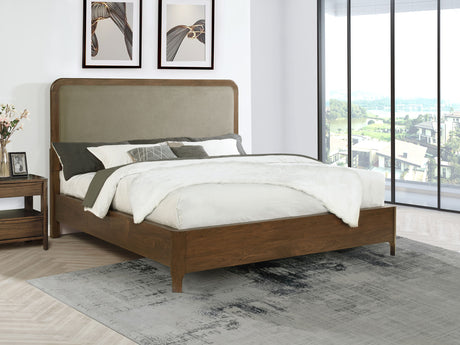 Maderia 57-inch Upholstered California King Panel Bed Walnut - Tampa Furniture Outlet