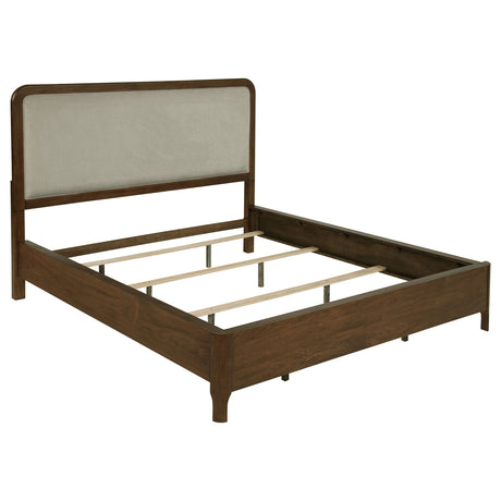 Tampa Furniture Outlet - Coaster - Maderia 57-inch Upholstered California King Panel Bed Walnut - 223321KW