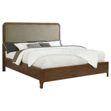 Maderia 57-inch Upholstered California King Panel Bed Walnut - Tampa Furniture Outlet