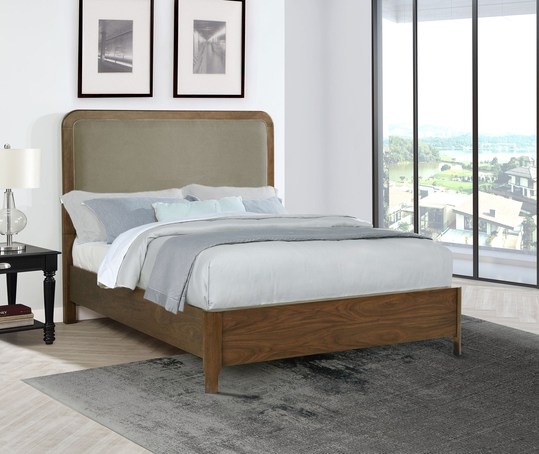 Maderia 57-inch Upholstered Queen Panel Bed Walnut - Tampa Furniture Outlet