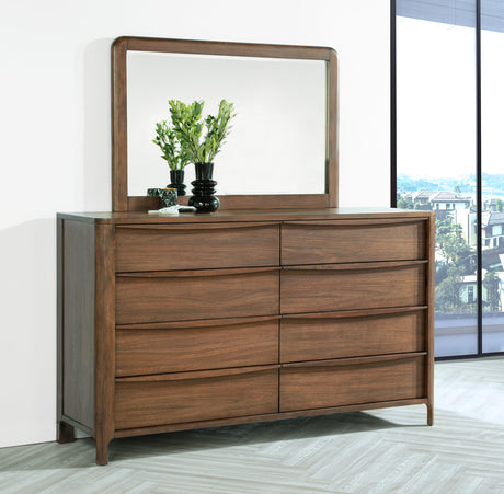 Maderia 8-drawer Dresser and Mirror Walnut - Tampa Furniture Outlet