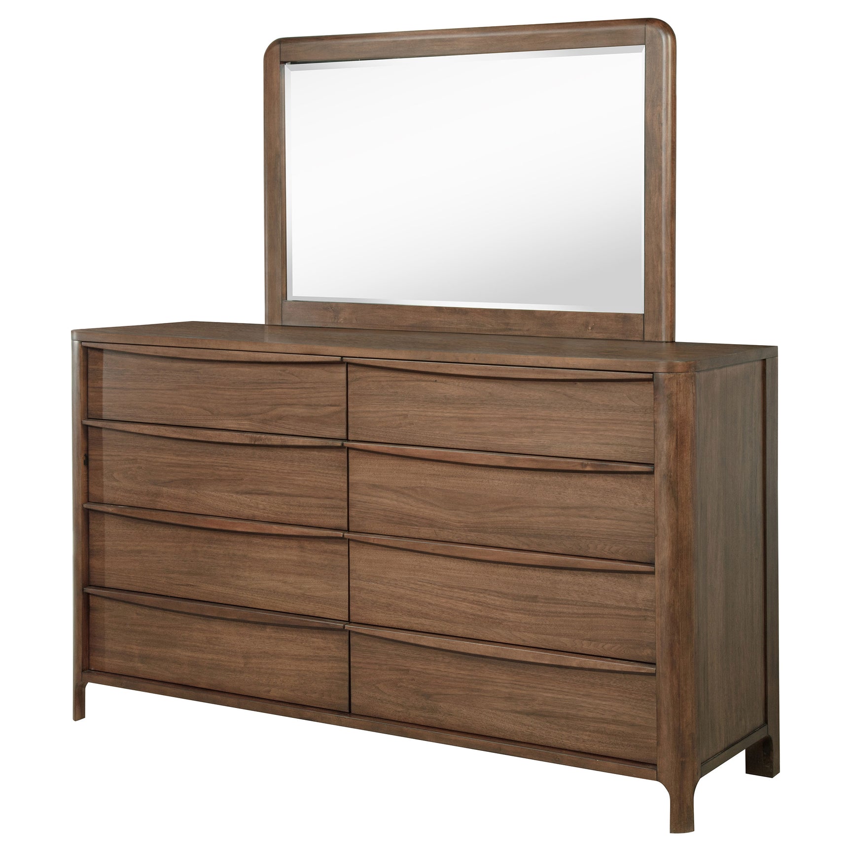 Maderia 8-drawer Dresser and Mirror Walnut - Tampa Furniture Outlet
