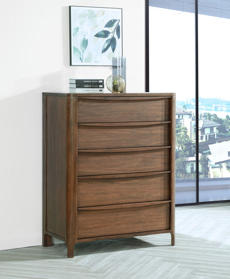 Maderia 5-drawer Chest of Drawers Walnut - Tampa Furniture Outlet
