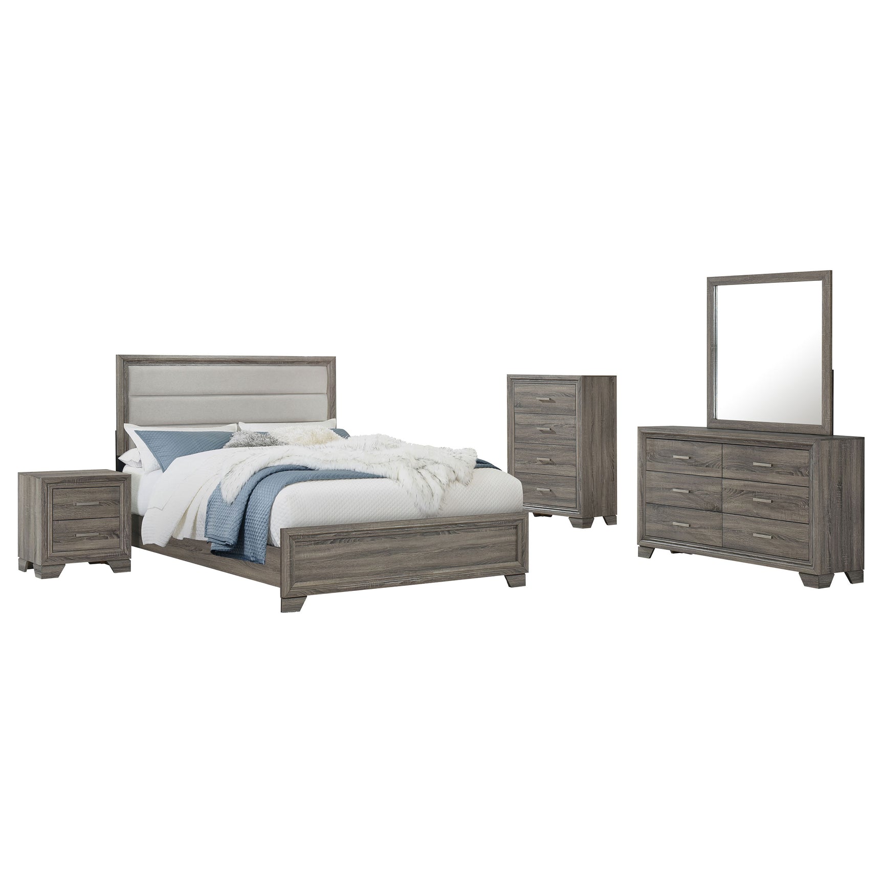 Wright 5-piece Queen Bedroom Set Brown Oak - Tampa Furniture Outlet