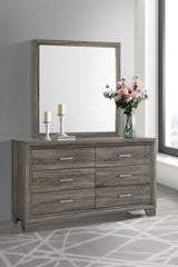 Wright 6-drawer Dresser and Mirror Brown Oak - Tampa Furniture Outlet