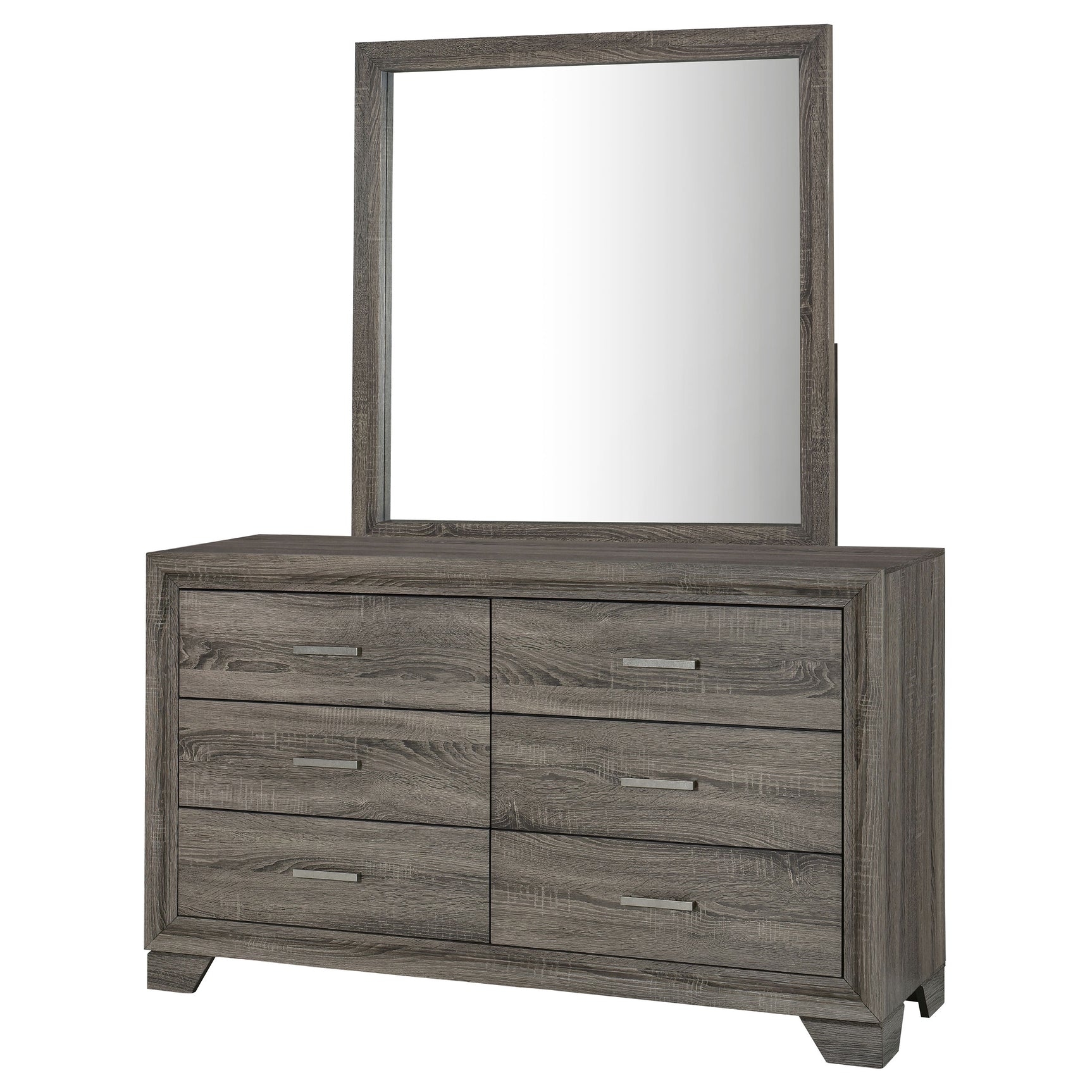 Wright 6-drawer Dresser and Mirror Brown Oak - Tampa Furniture Outlet