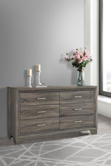 Wright 6-drawer Dresser Cabinet Brown Oak - Tampa Furniture Outlet