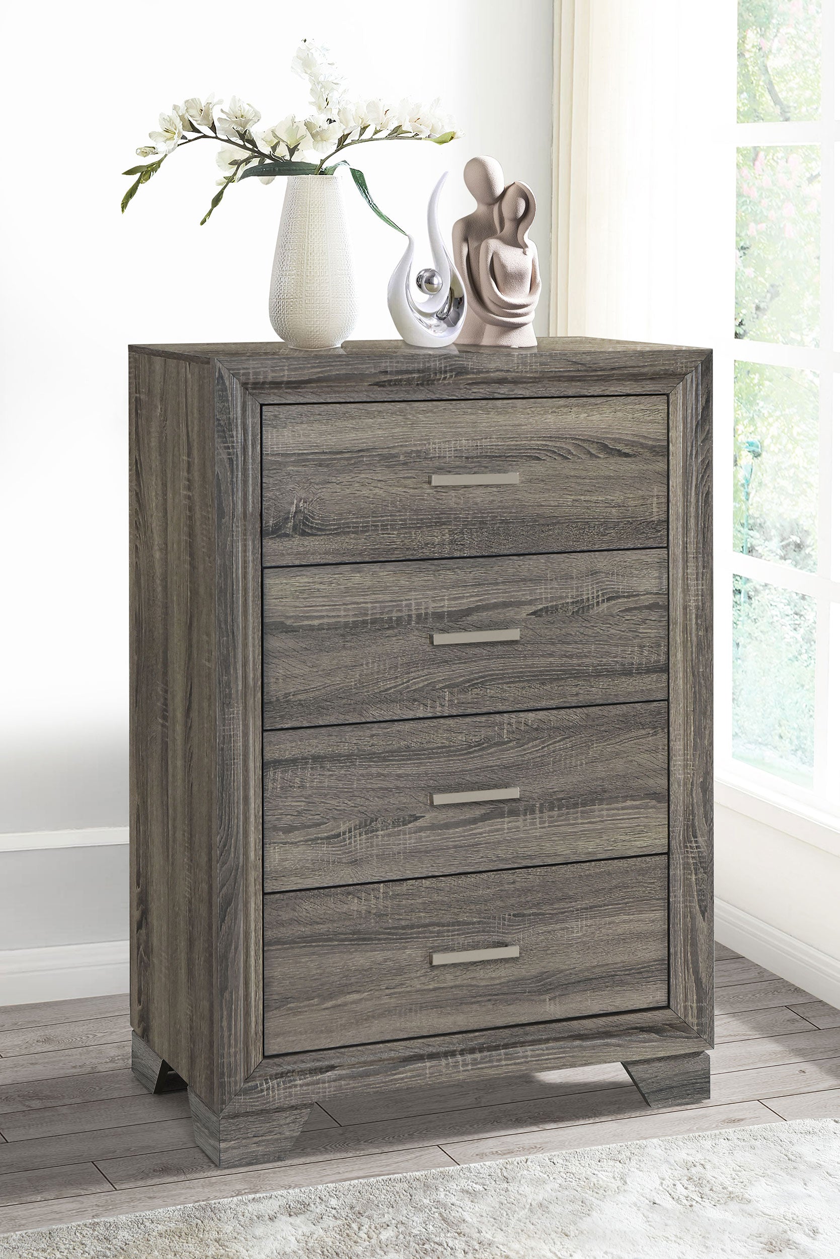 Wright 4-drawer Chest of Drawers Brown Oak - Tampa Furniture Outlet