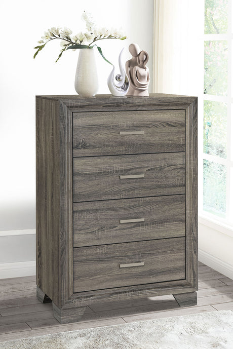 Wright 4-drawer Chest of Drawers Brown Oak - Tampa Furniture Outlet