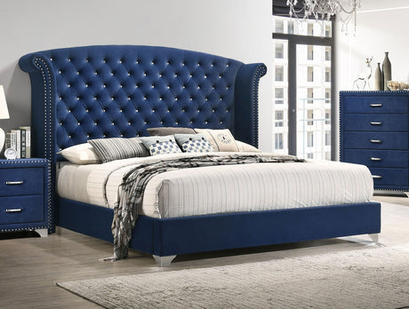 Melody Upholstered California King Wingback Bed Pacific Blue - Tampa Furniture Outlet