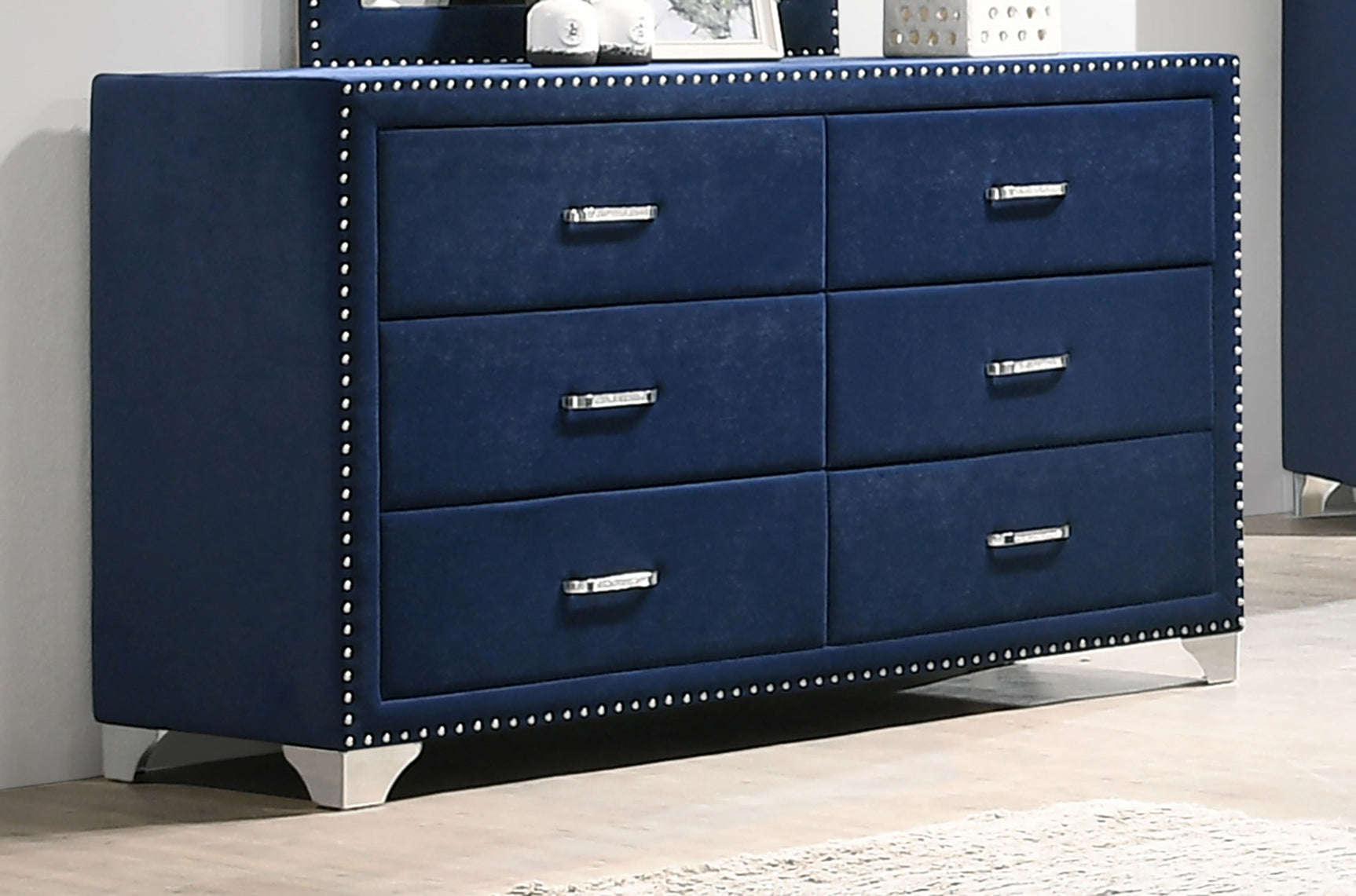 Melody 6-drawer Upholstered Dresser Pacific Blue - Tampa Furniture Outlet