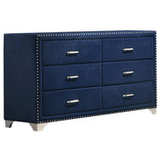 Tampa Furniture Outlet - Coaster - Melody 6-drawer Upholstered Dresser Pacific Blue - 223373