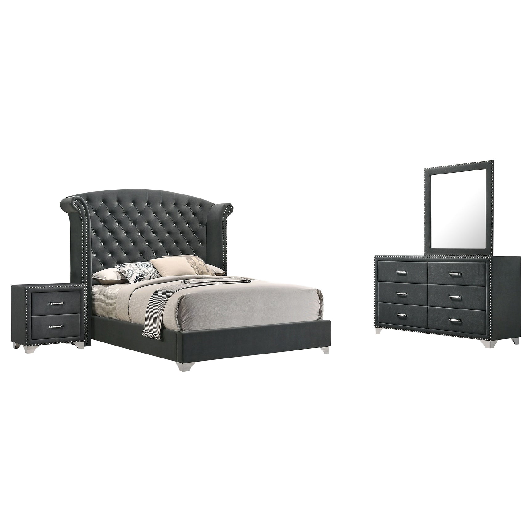 Tampa Furniture Outlet - Coaster - Melody 4-piece California King Bedroom Set Grey - 223381KW-S4