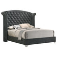Tampa Furniture Outlet - Coaster - Melody Upholstered California King Wingback Bed Grey - 223381KW