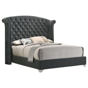 Tampa Furniture Outlet - Coaster - Melody Upholstered California King Wingback Bed Grey - 223381KW