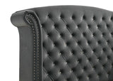 Melody Upholstered California King Wingback Bed Grey - Tampa Furniture Outlet