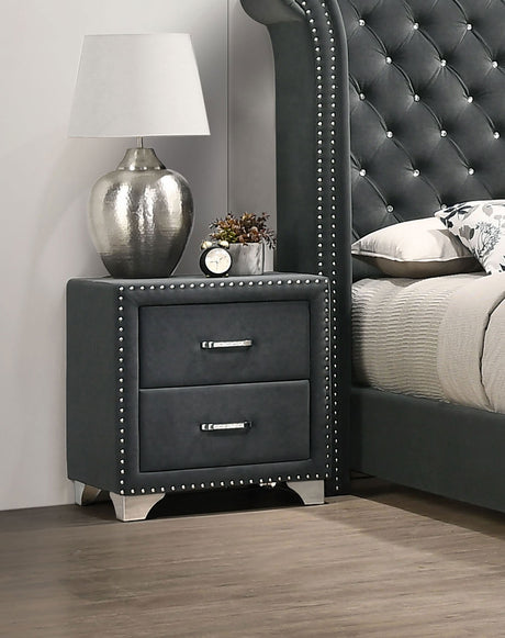 Melody Upholstered 2-drawer Nightstand Grey - Tampa Furniture Outlet