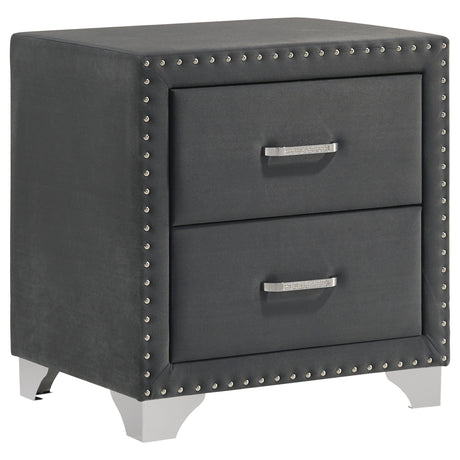Tampa Furniture Outlet - Coaster - Melody Upholstered 2-drawer Nightstand Grey - 223382