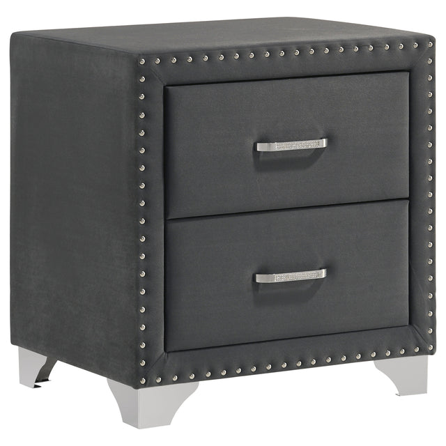 Tampa Furniture Outlet - Coaster - Melody Upholstered 2-drawer Nightstand Grey - 223382