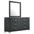 Tampa Furniture Outlet - Coaster - Melody 6-drawer Upholstered Dresser with Mirror Grey - 223383M