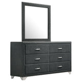 Tampa Furniture Outlet - Coaster - Melody 6-drawer Upholstered Dresser with Mirror Grey - 223383M