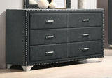 Melody 6-drawer Upholstered Dresser Grey - Tampa Furniture Outlet